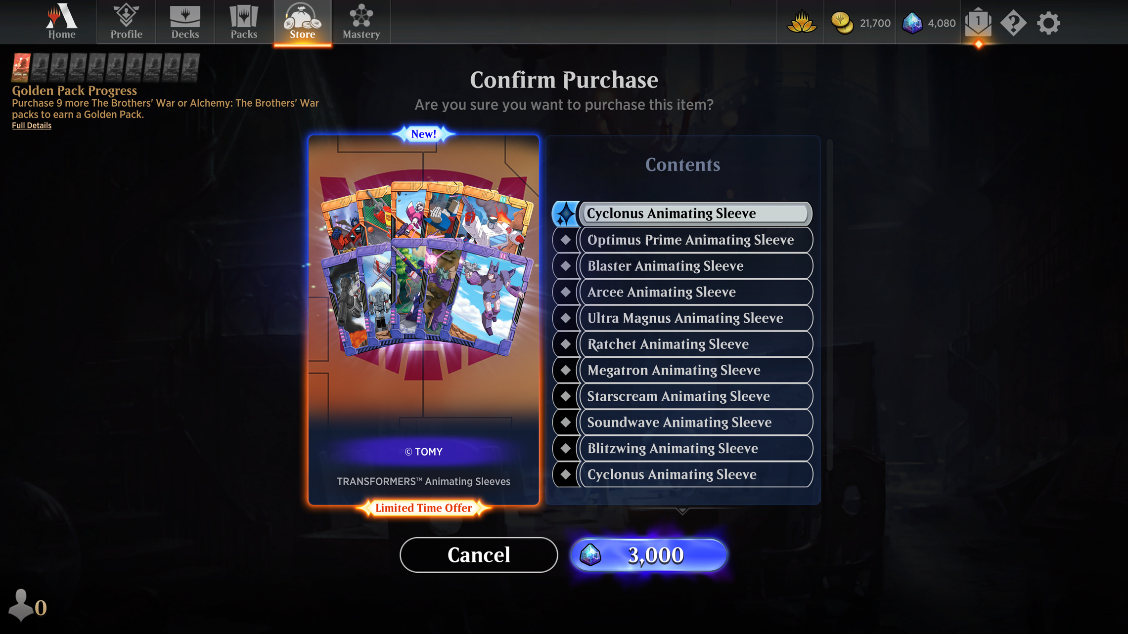 MTG Arena, Transformers