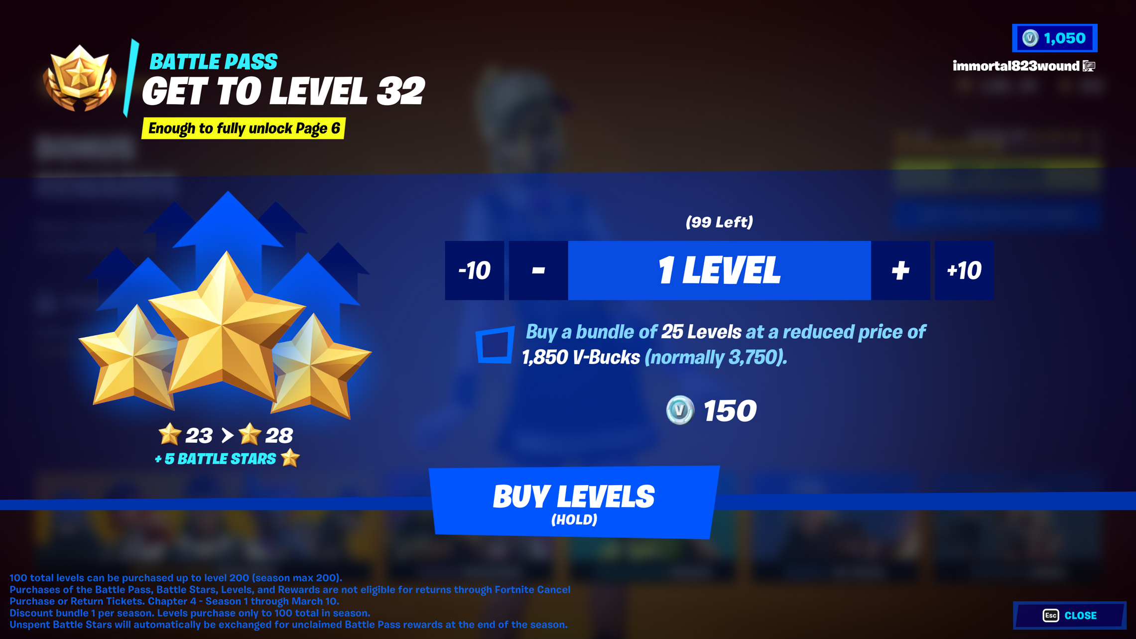 Fortnite, Buy Levels